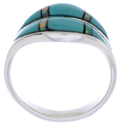Opal Turquoise Inlay Southwestern Silver Ring Size 8-1/2 MX23348